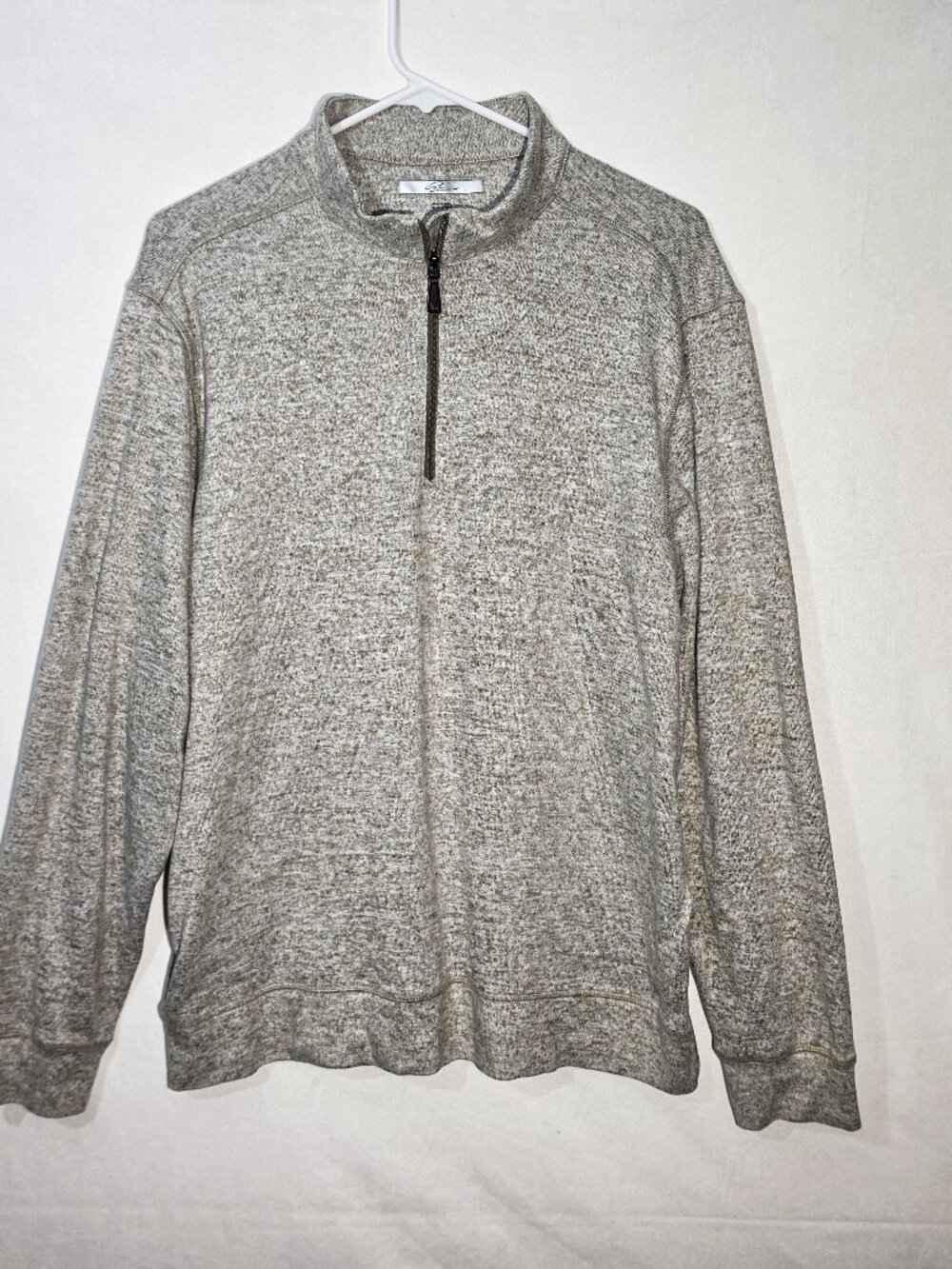 Greg Norman Sweater L Large Brown/Tan Quarter Zip L/S Golf Pullover Sweater